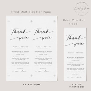 Minimalist Thank You Place Card, Thank You Napkin Note, Printable Thank You, Place Setting Thank You, Editable Template EJ02 image 4