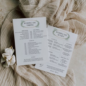 Wedding Party Timeline Printable Wedding Day Schedule Eucalyptus Bridal Party Timeline Wedding Itinerary Editable Template - EJ11