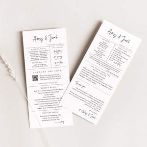 Fun Fact Wedding Template, Fun Fact and Menu Napkin Note, QR code Wedding Photo Share Card, Printable Thank You, Editable Template  - EJ21