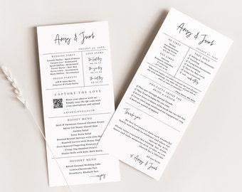 Fun Fact Wedding Template, Fun Fact and Menu Napkin Note, QR code Wedding Photo Share Card, Printable Thank You, Editable Template  - EJ21