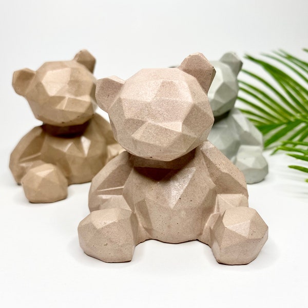 Concrete Bear Statue | Cement Teddy Bear | Nursery Decor | Geometric Decor | Desk Accessories | Concrete Decor | Gift Ideas | Paper Weight