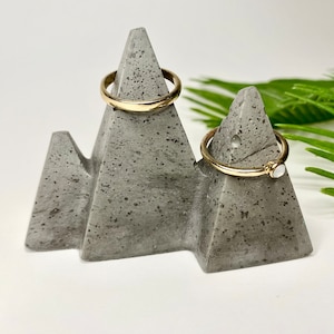 Cement Ring Holder Mountain Art Three Tiered Jewelry Display Concrete Ring Holder Engagement Gift Gifts for Her Jewelry Holder