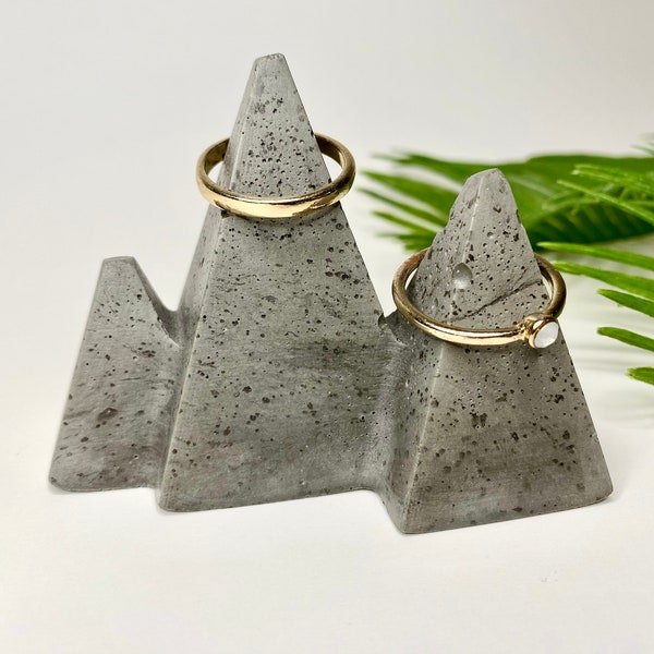 Cement Ring Holder | Mountain Art | Three Tiered Jewelry Display | Concrete Ring Holder | Engagement Gift | Gifts for Her | Jewelry Holder