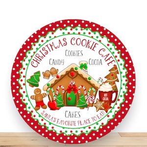 Christmas Wreath Sign, Christmas Cookie Cafe Round Wreath Sign