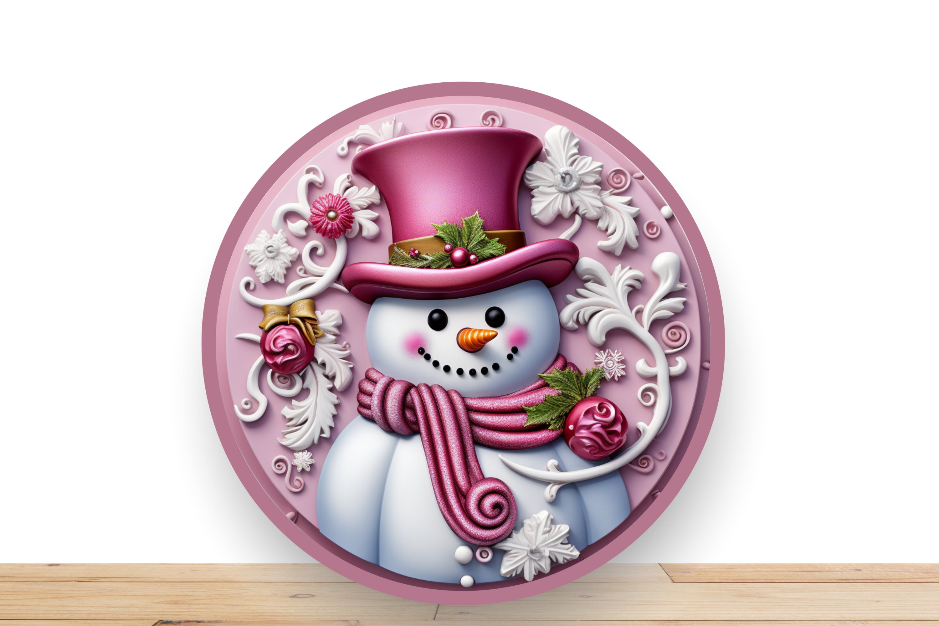 Wreath Sign, Christmas Sign, Happy Snowman, 10 Round, Metal Sign, DECOE-128,  DecoExchange, Sign For Wreath