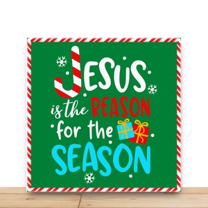 Christmas Wreath Sign, Jesus Is The Reason For The Season, Square Metal Sign, Sign For Wreath, Desert Wreath Signs