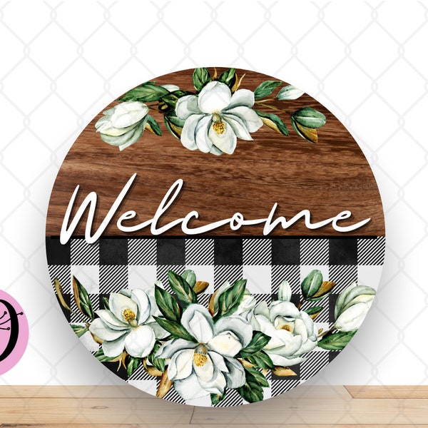 Magnolia Wreath Sign, Welcome Magnolia Round Metal Wreath Sign, Sign For Wreath, Desert Wreath Signs