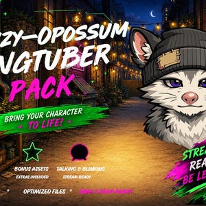 Opossum- Pakiet PNGTuber Avatar | PNG VTuber Model | 5 Expressions multiple states | Veadotube Mini | PNGTuber Plus | Twitch/YouTube