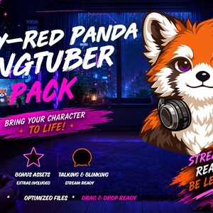 Czerwona Panda – Pakiet PNGTuber Avatar | PNG VTuber Model | 5 wyrażeń – wiele stanów | Veadotube Mini | PNGTuber Plus | Twitch/YouTube