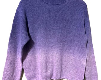 100% Cashmere Pullover Bust 100cm Length 56cm  fits M Purple gradient Skin Friendly