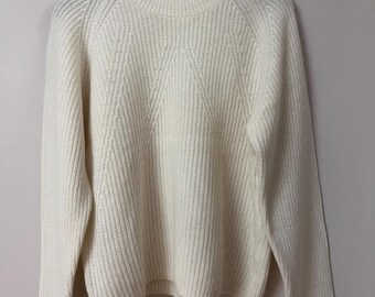 Pure Cashmere Pullover Sweater Cream M | Lightweight Soft Knit | P2P 53cm / 21” | Length 58cm / 23” Skin friendly
