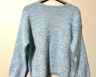 100% Cashmere Pullover Bust 116cm Length 56cm  L Heather Blue  Skin Friendly