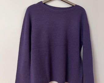 Pure Cashmere Pullover Sweater Purple  | Lightweight Soft Knit | P2P 53cm / 21” | Length 57cm / 22.5” lightweight M