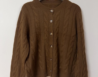 Pure Cashmere Cardigan M | Brown Lightweight Sweater | P2P 54cm (21.3”) Length 58cm (22.8”) | Soft Skin-Friendly Knit