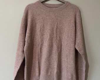 Pure Yak Wool Pullover Bust 112cm Length 62cm Soft Beige Fits L Soft Warm