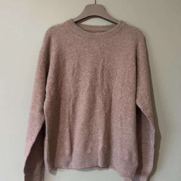 Pure Yak Wool Pullover Bust 112cm Length 62cm Soft Beige Fits L Soft Warm