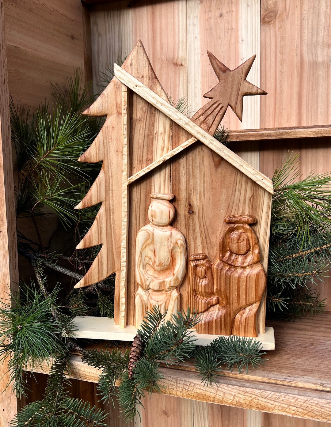 Wood Nativity Scene for Christmas,farmhouse Nativity Decoration, Indoor ...
