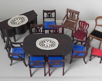 Set of Miniature Plastic Furniture for Dollhouse