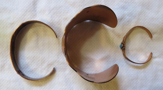 Vintage Copper Bracelets, Ring - Native American … - image 4