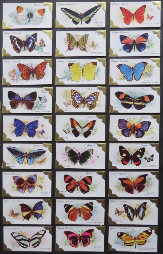 butterfly cigarette cards Vintage Sets of Butterflies Cigarette Cards
