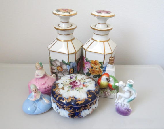 Antique Porcelain Vanity Boxes and Perfumes