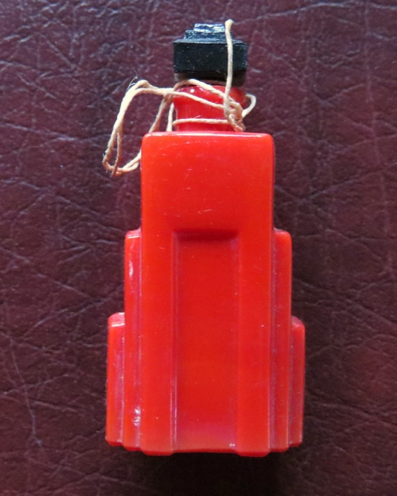 Small Red Glass Deco Perfume Bottle
