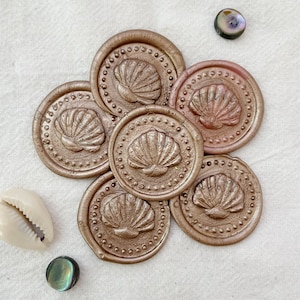 Beach Wedding Invitation Seal, Under the Sea Wax Seal Sticker, Seashell Wax Seal Stamp, Self Adhesive, Ocean Themed Wedding
