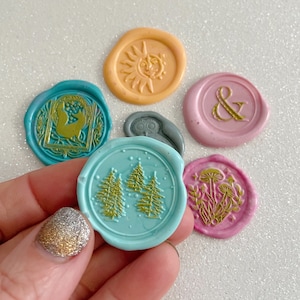 Conjunto de selo de cera de verão, carta de conjunto de assento de cera com curadoria, kit de selo de cera para cartões, selo de cera, autoadesivo, adesivo de selo de scrapbooking