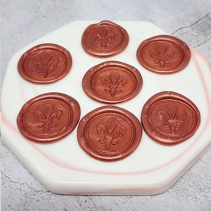 Pegatina de sello de cera Fleur de Lis, invitación de boda, novia de bricolaje, sellos para invitación, sello de sello de cera, autoadhesivo, papelería, sello de sobre