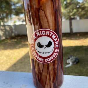 Wood Grain Skellington Custom Hand-Made Tumbler