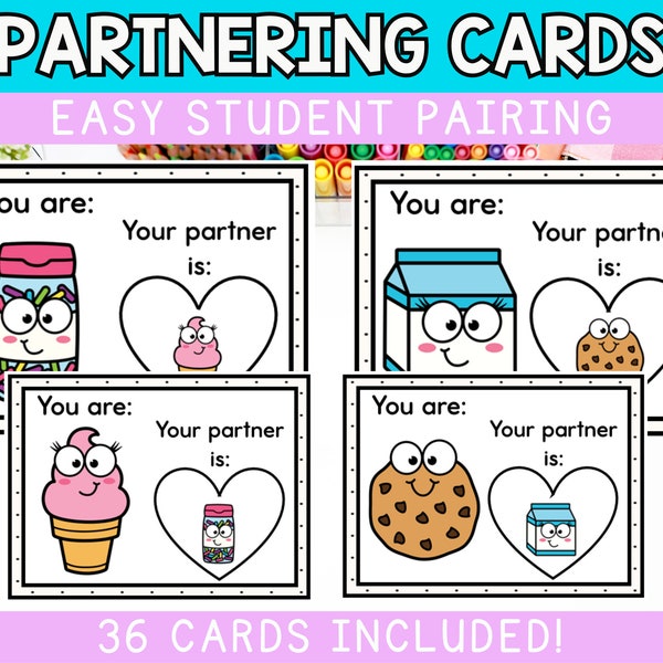 Partner Pairing Cards | Pairing Students | Classroom Management Strategy for Easy Student Groupings