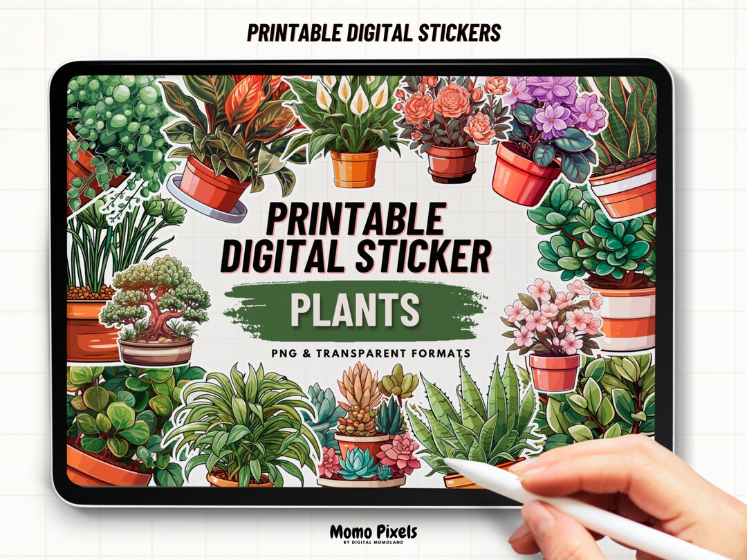 Printable Digital Stickers Plants Stickers Goodnotes Etsy
