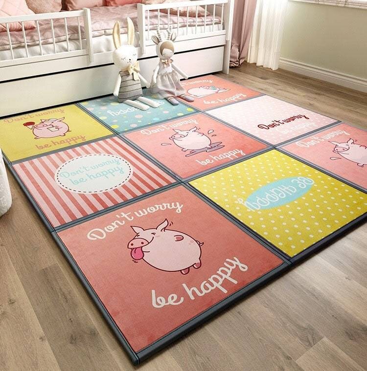 Robots Cotton Round Nursery Rug Baby Floor Playmats Crawling Mat Game Blanket for Kids Room Decoration 