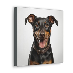 Doberman Dog Portrait - Handmade Canvas Wall Art - Elegant and Stylish Home Gift - Canvas Dog Photography