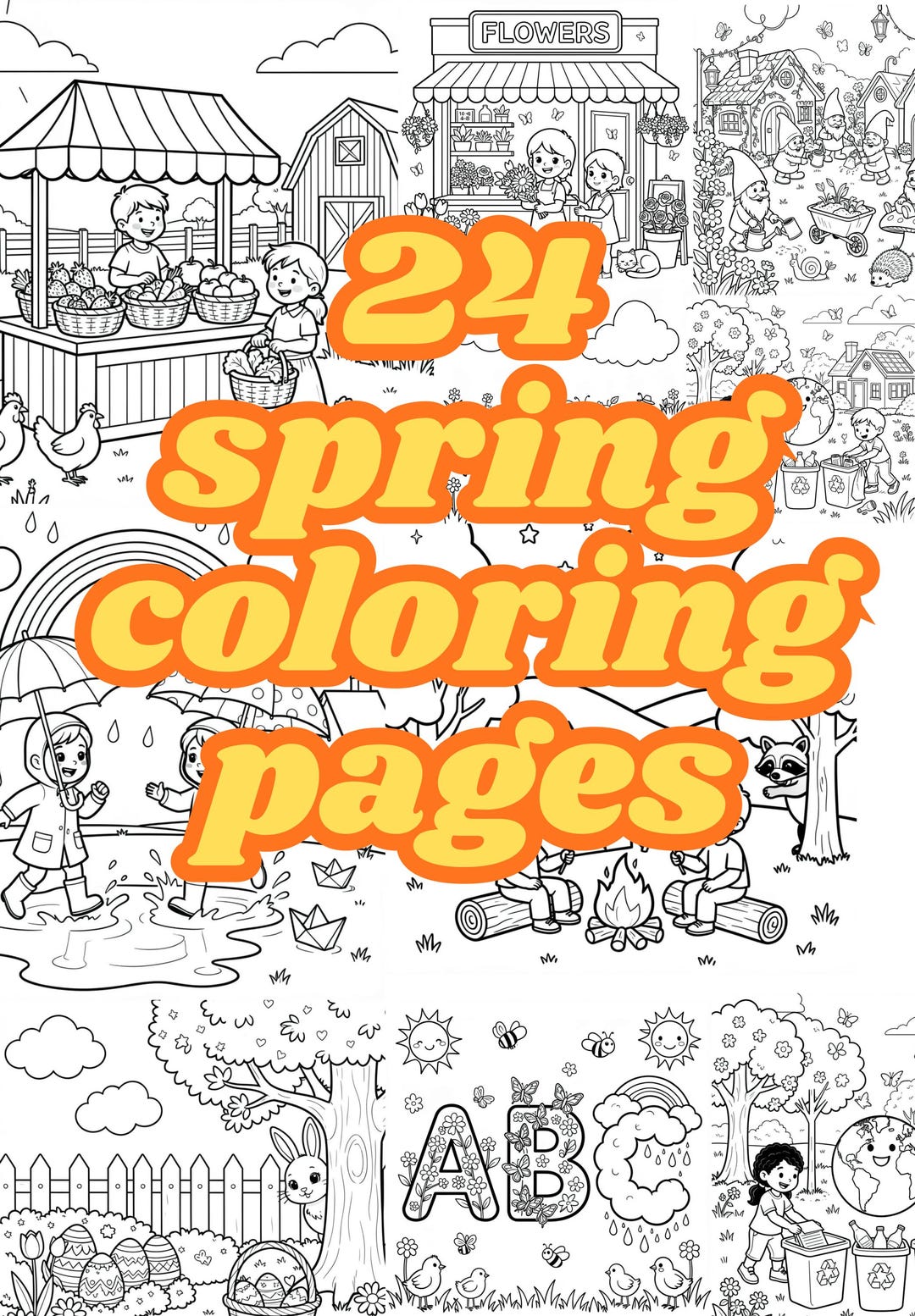 24 Spring Coloring Pages - Etsy