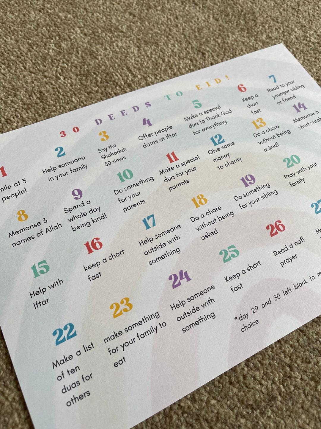 Kids ramadan chart good deed chart countdown to eid muslim etsy