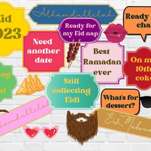 Eid props Eid games Eid decor Ramadan Decor Eid Mubarak Eid Decorations Party props Muslim decorSet of 20 Eid party sign DIY Eid photo booth
