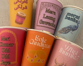 Dholki Cups, Mehndi Cups, Party Cups, Mehndi Decor