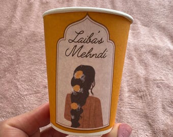 Dholki Cups, Mayoun Cups, Mehndi Cups, shaadi decor, Mehndi Decor, Mayan Decor