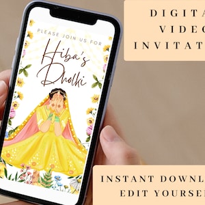 Dholki uitnodiging, Mehndi uitnodiging, Dholki decor, Shaadi uitnodiging, moslim bruiloft, Desi bruid, Mehndi uitnodigen, video uitnodiging, Desi