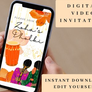 Dholki uitnodiging, Mehndi uitnodiging, Dholki decor, Shaadi uitnodiging, moslim bruiloft, Desi bruid, Mehndi uitnodigen, video uitnodiging, Desi