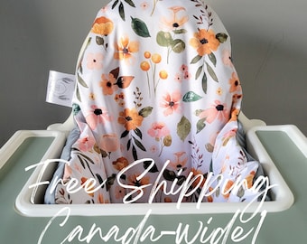Water-proof -IKEA Antilop Highchair Waterproof Cushion Cover - Orange Spring Floral for High chair