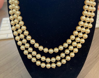 Vintage Carolee Pearl Necklace: 3-strand Faux Pearl Jewelry - Etsy