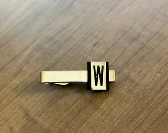 Vintage Swank Monogrammed W Silver Tie Clip, Vintage Jewelry and Accessories, Gift for Him