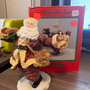 Vintage Santa Figurine; Hand crafted Resin Santa; Vintage Christmas Decor