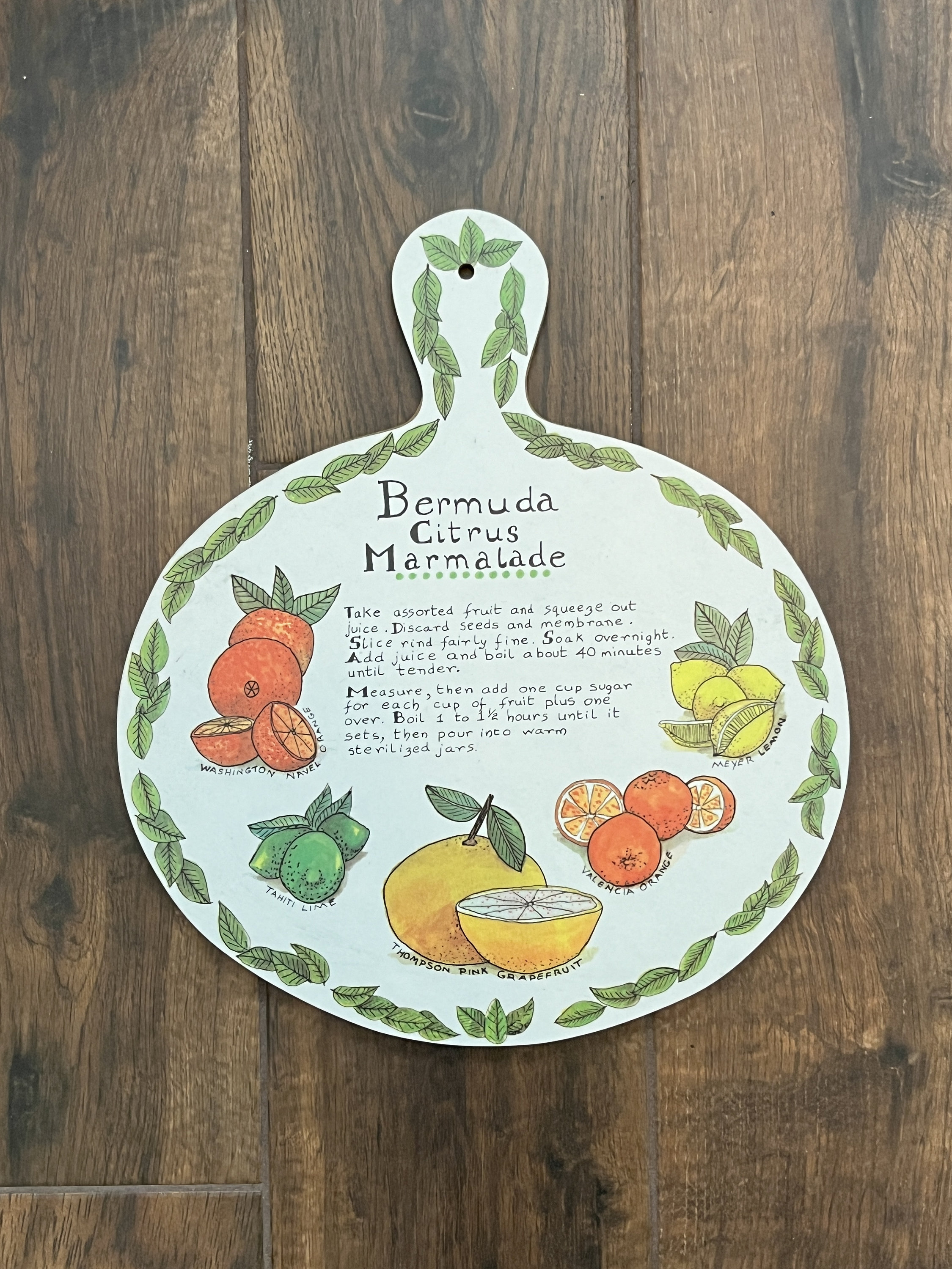 Vintage Cutting Board, 1980s Melamine Bar, Bermuda Citrus Marmalade Drink Recipe, Bar Decor