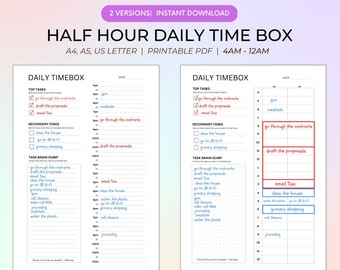 Moeiteloos tijdbeheersysteem - Dagelijkse complete timeboxplanners voor digitale download met annotatie App-vriendelijke pdf's, tijdblokkeringsplan