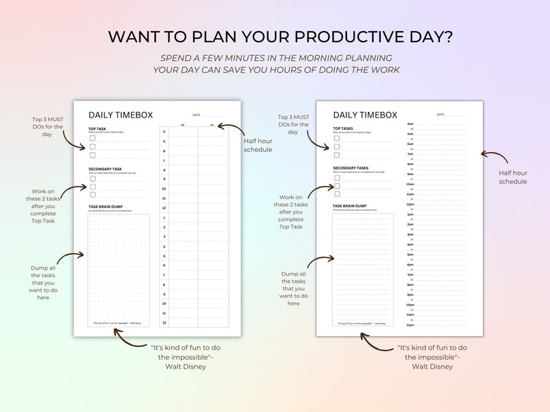 Effortless Time Management System Daily Complete Timebox Planners for Digital Download with Annotation App Friendly PDFs,Time Blocking Plan zdjęcie 2