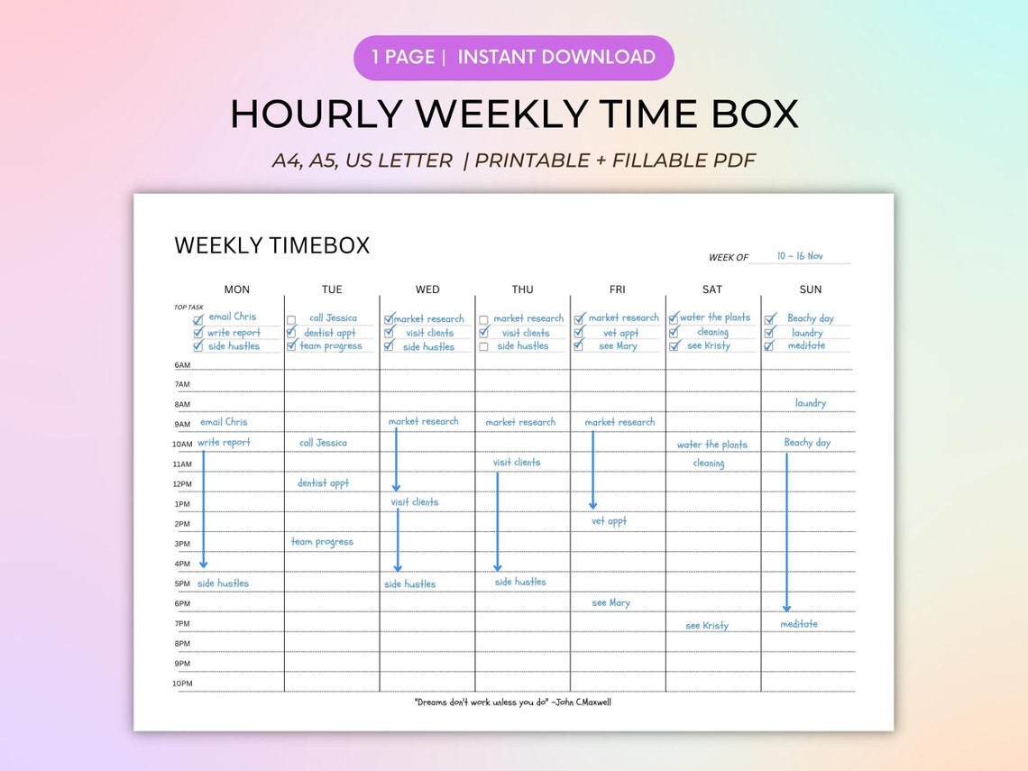weekly-timebox-planner-fillable-printable-pdf-hourly-etsy