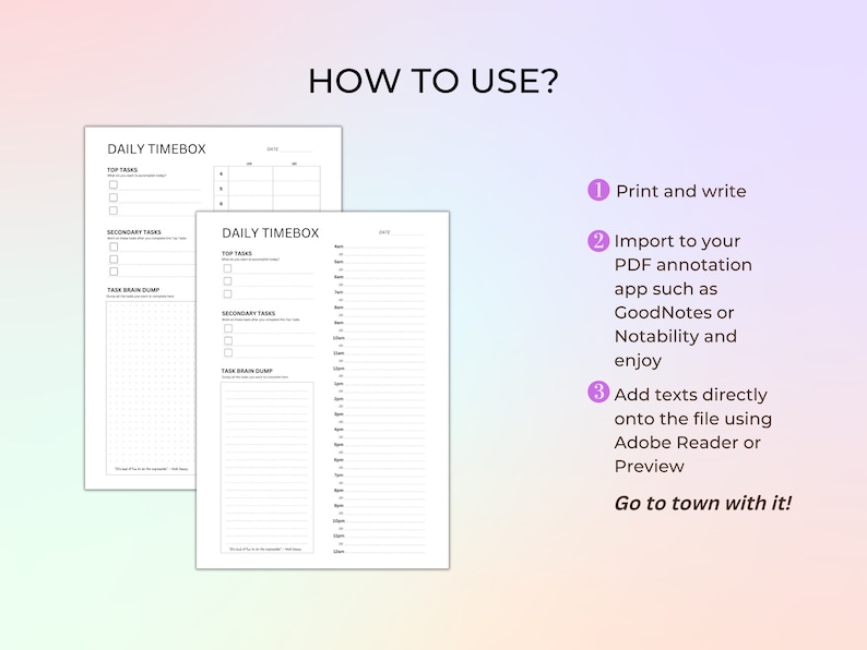 Effortless Time Management System Daily Complete Timebox Planners for Digital Download with Annotation App Friendly PDFs,Time Blocking Plan zdjęcie 3